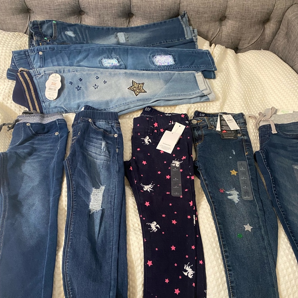 Bundle of girls jeans 8 pairs total - all are size 6 - 4 out of 8 are NWT